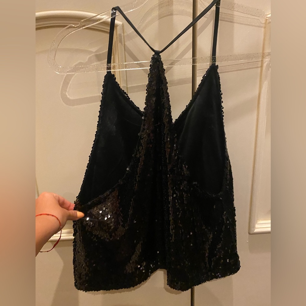Boohoo - Size M - Sequin Sparkly Black Top - image 3